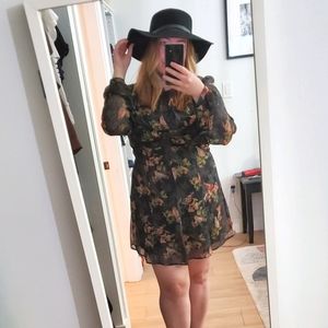 Birds and floral long sleeve dress.